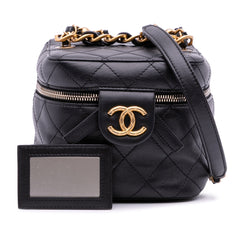 Small CC Quilted Calfskin Vanity Case with Chain