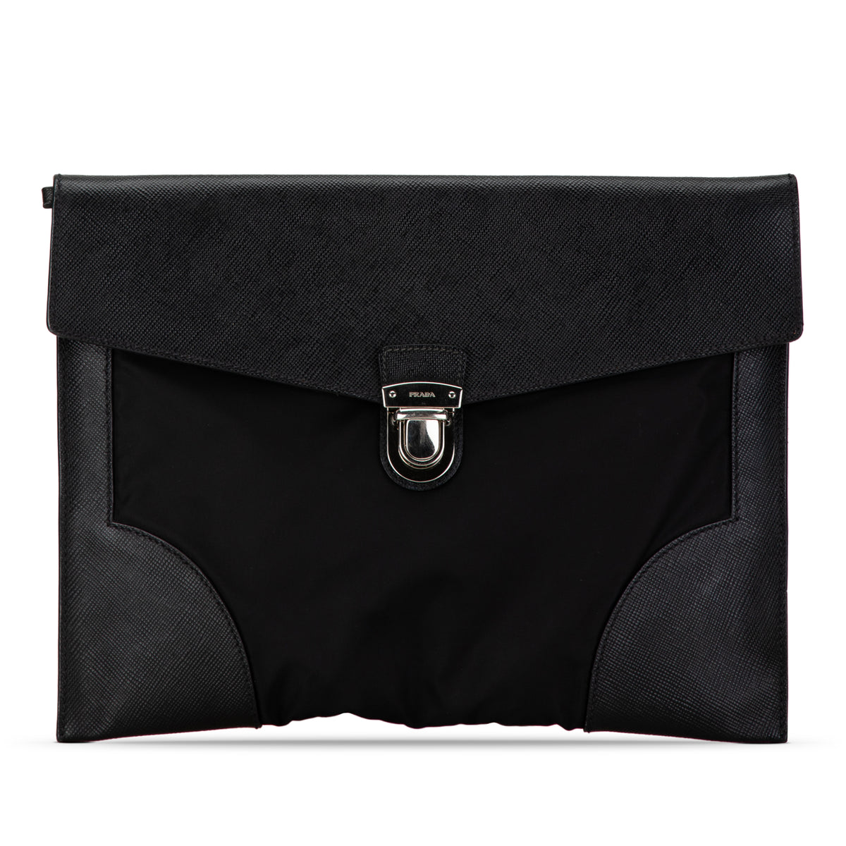 Saffiano Trimmed Tessuto Clutch_0