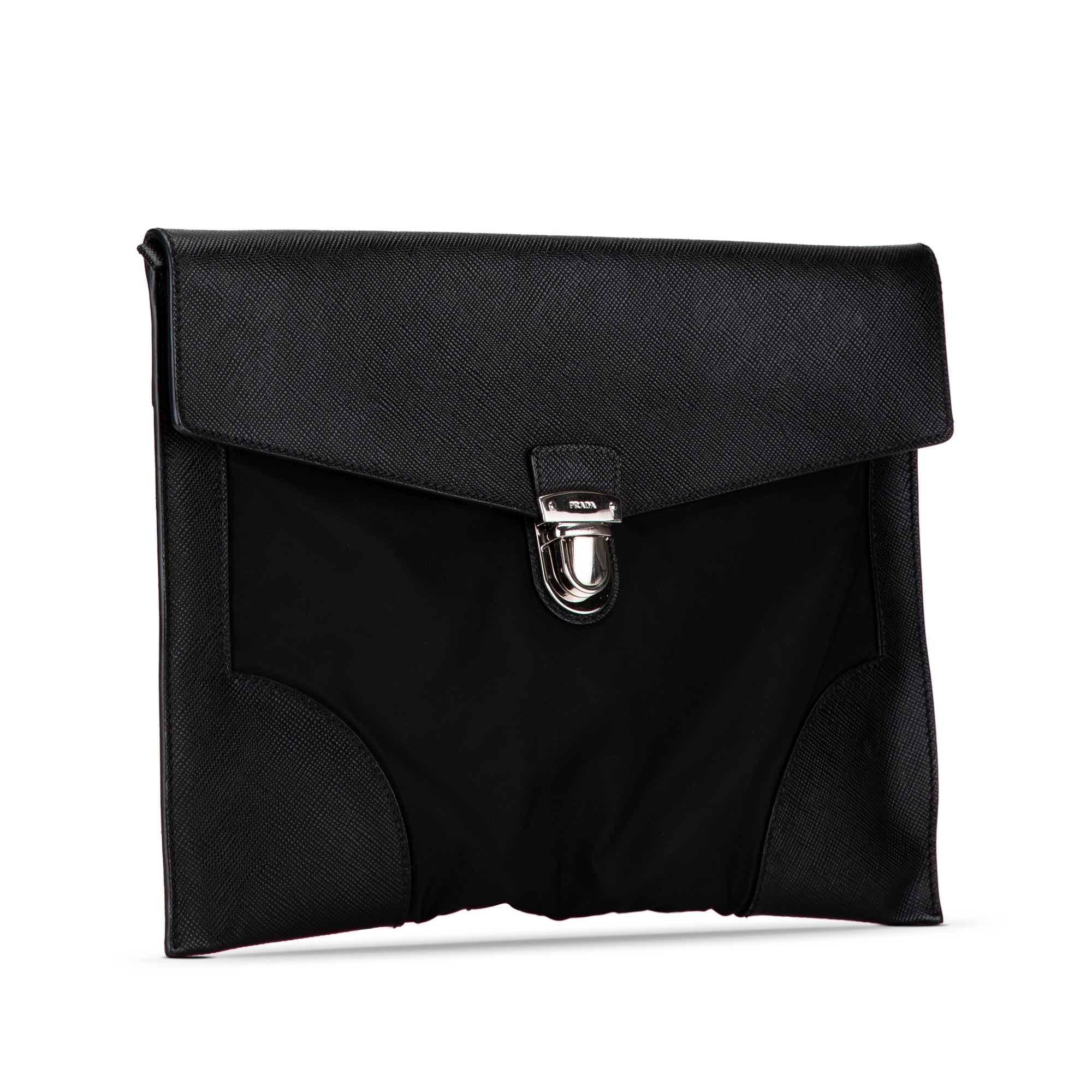 Saffiano Trimmed Tessuto Clutch_1