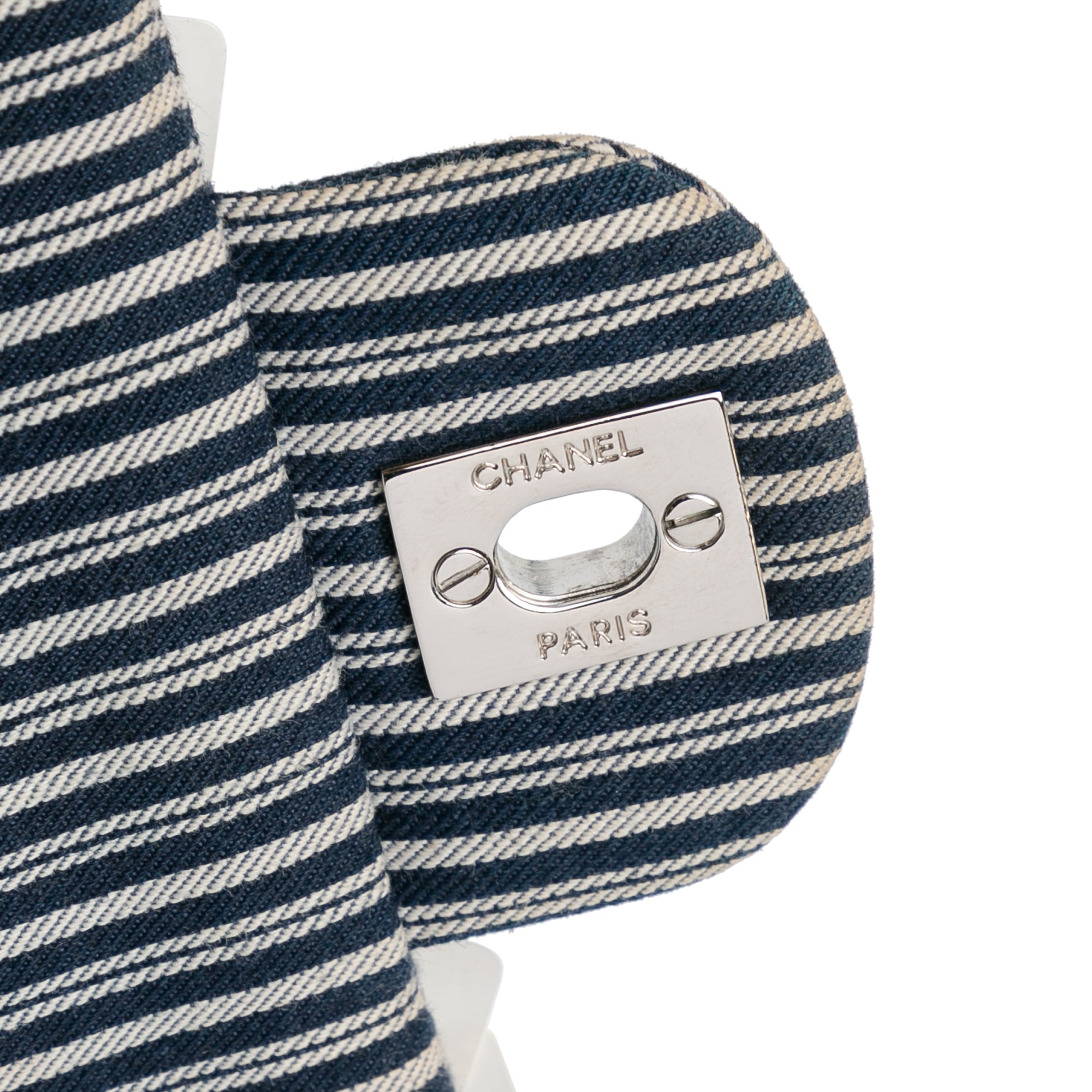 Medium Classic Canvas Sequin Stripes Double Flap
