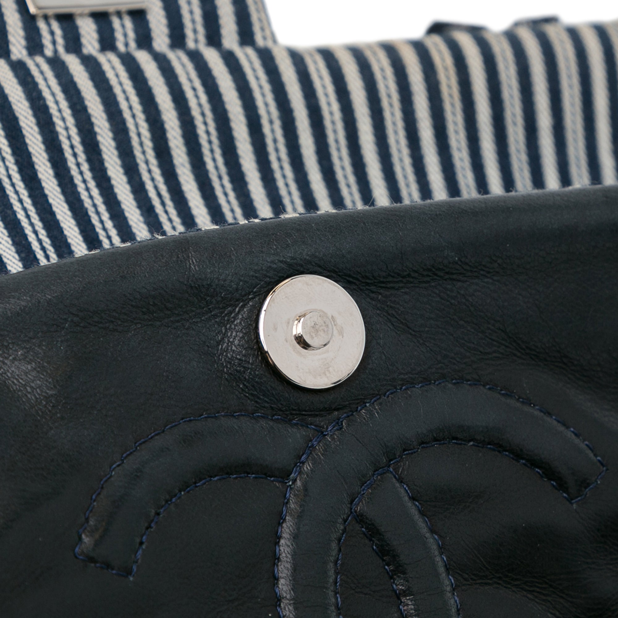 Medium Classic Canvas Sequin Stripes Double Flap
