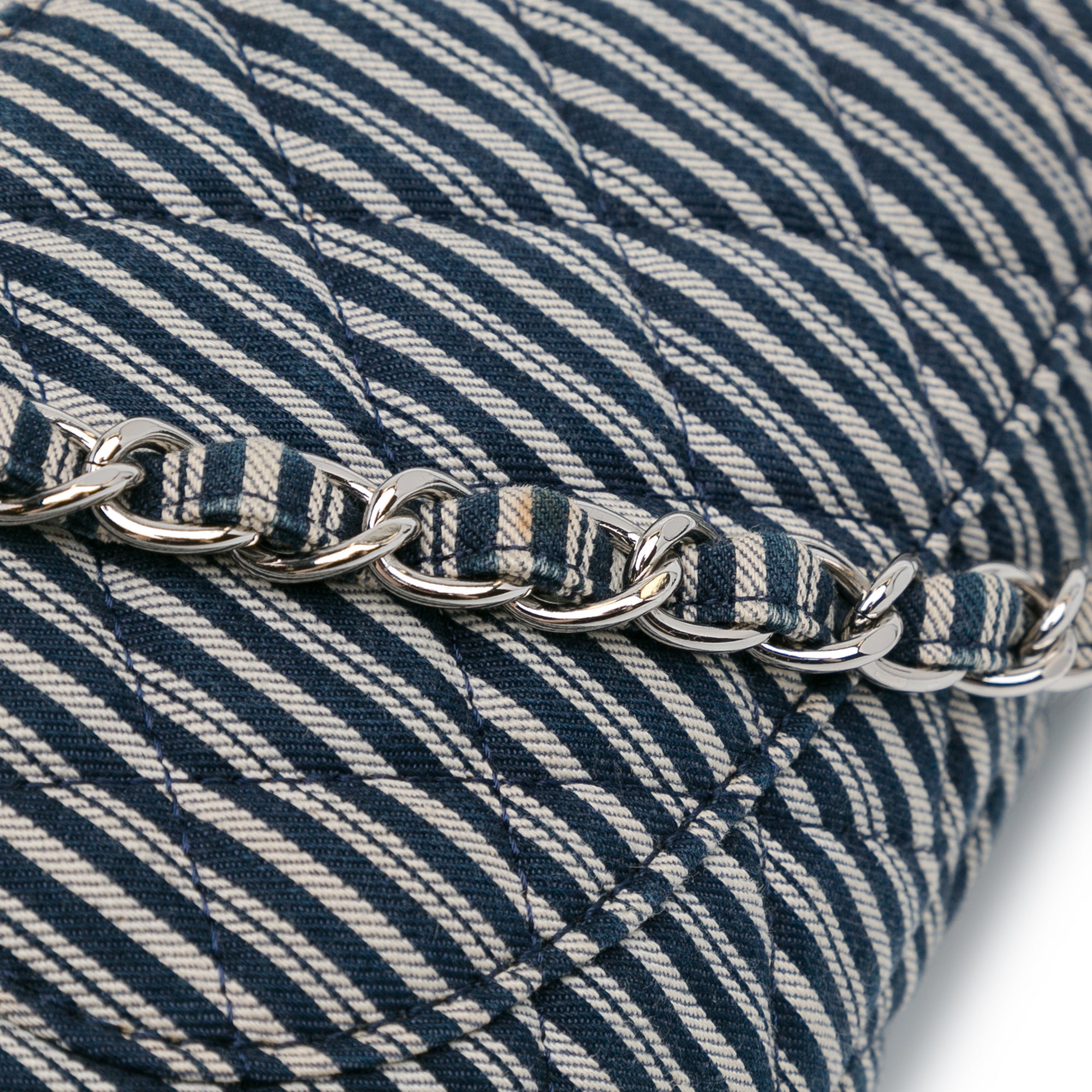 Medium Classic Canvas Sequin Stripes Double Flap