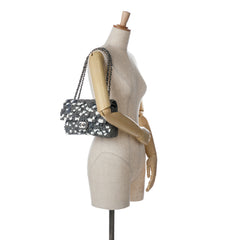Medium Classic Canvas Sequin Stripes Double Flap