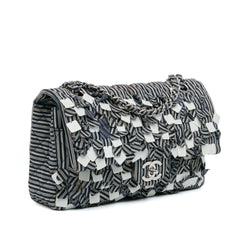 Medium Classic Canvas Sequin Stripes Double Flap