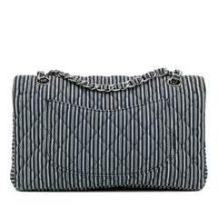 Medium Classic Canvas Sequin Stripes Double Flap