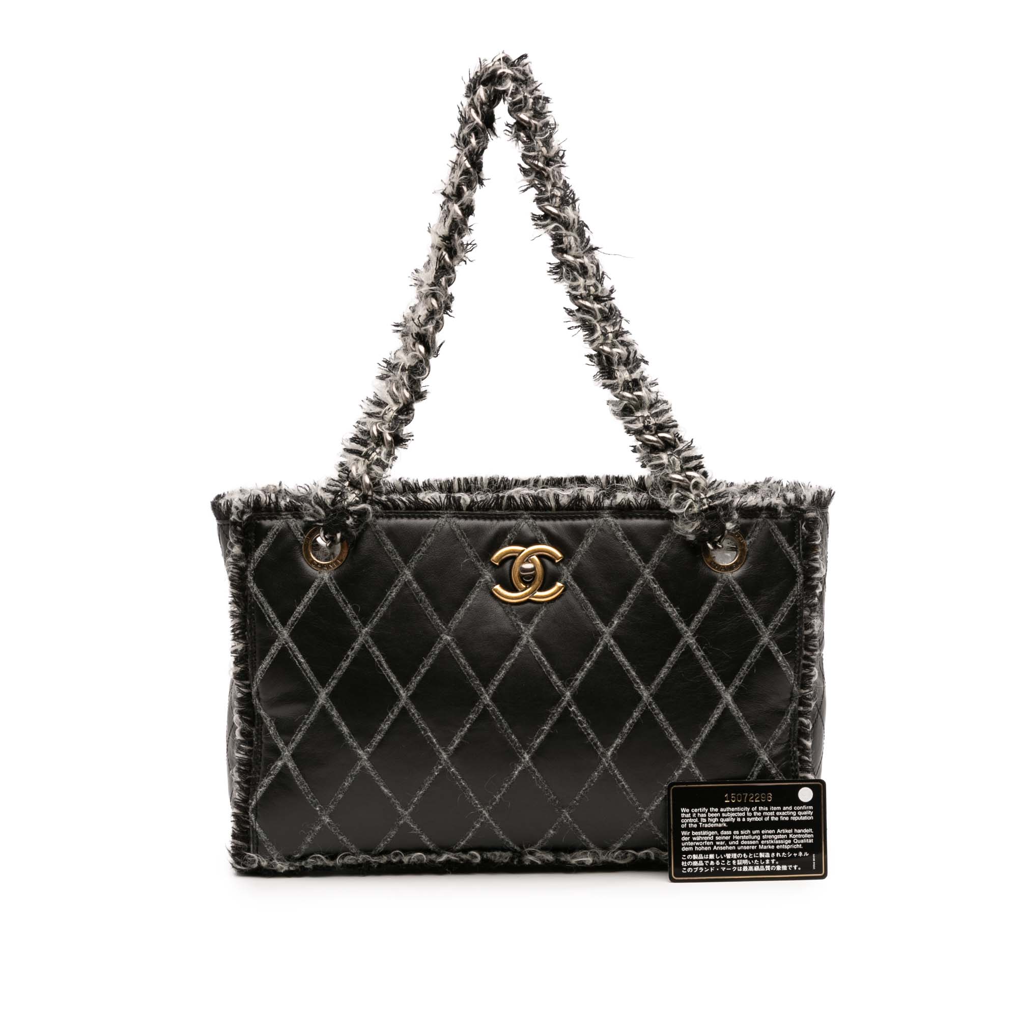 CC Quilted Calfskin Tweedy Shopping Tote