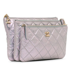 Iridescent Crumpled Calfskin Trio Cosmetic Case