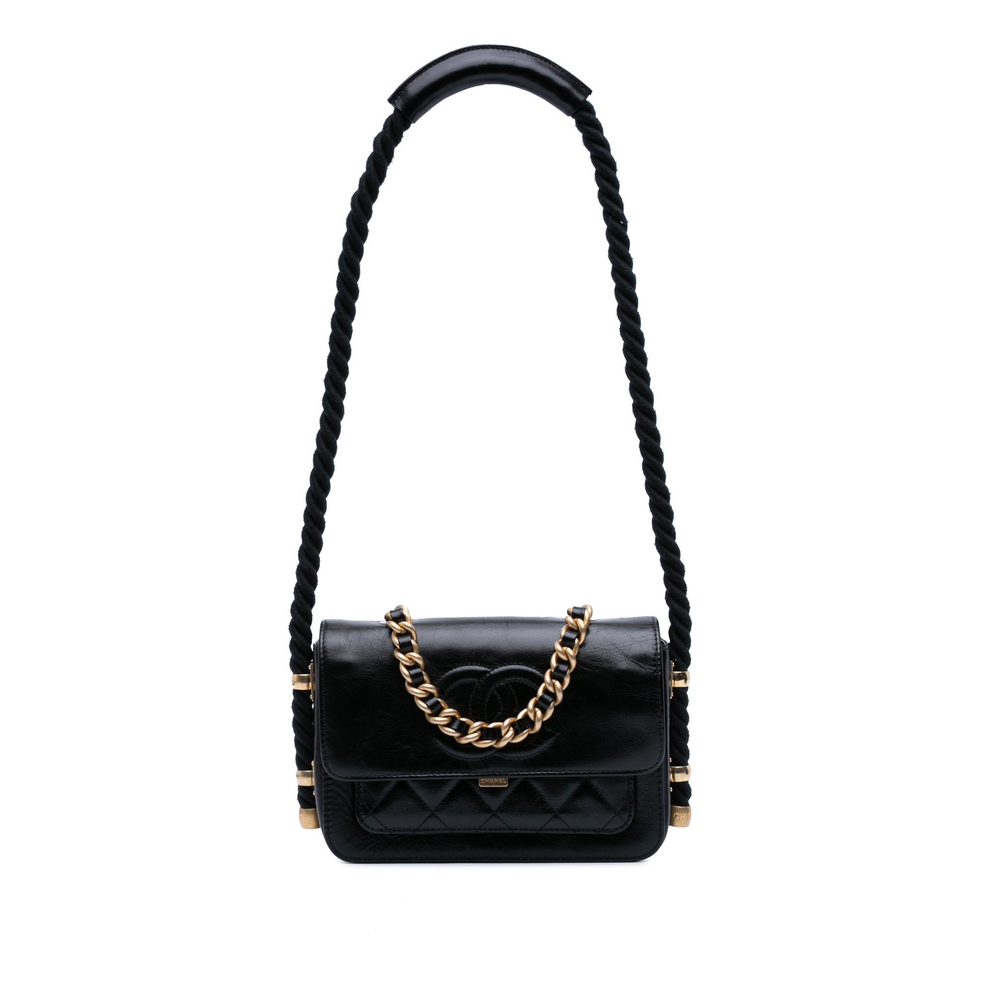 Crumpled Calfskin En Vogue Rope Flap