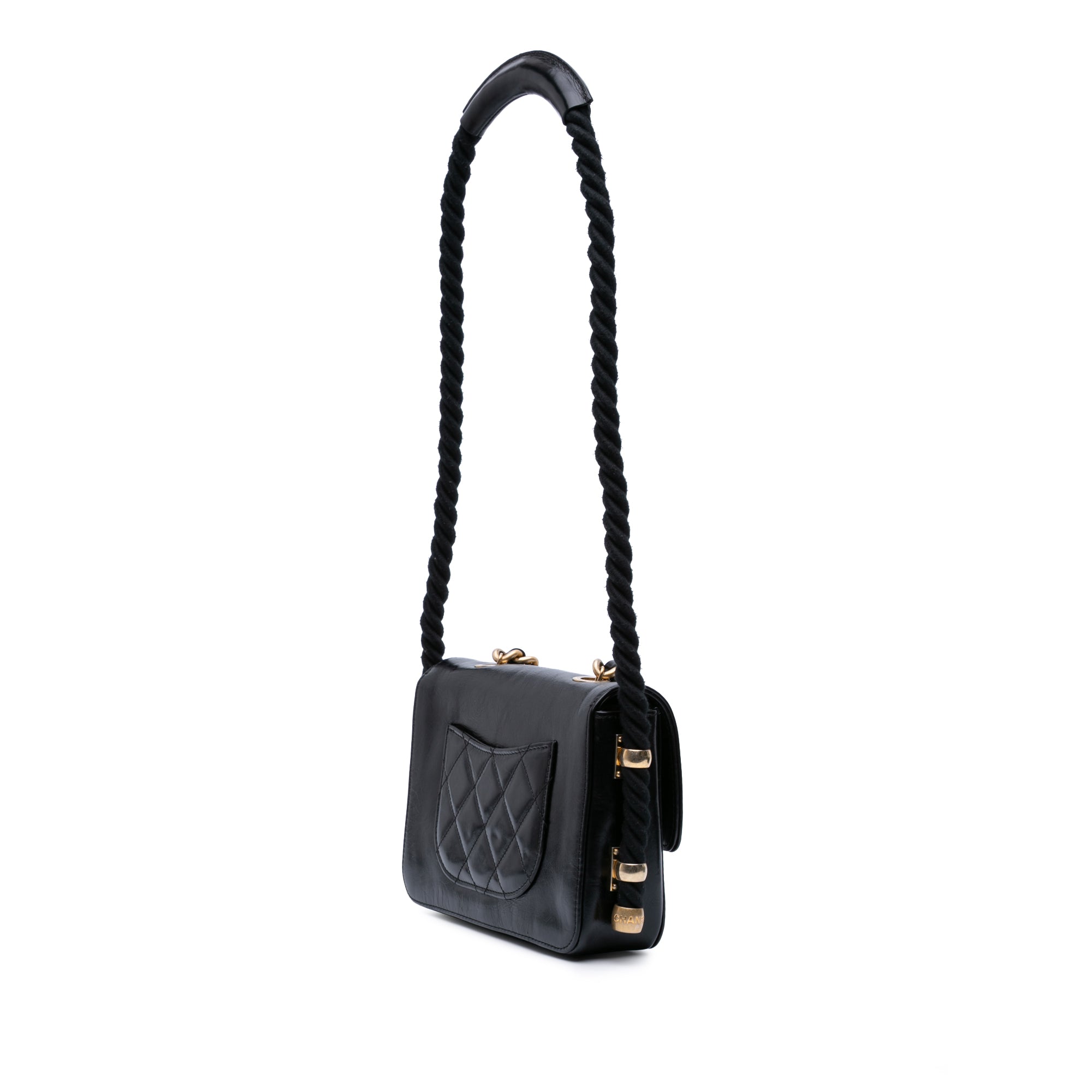 Crumpled Calfskin En Vogue Rope Flap