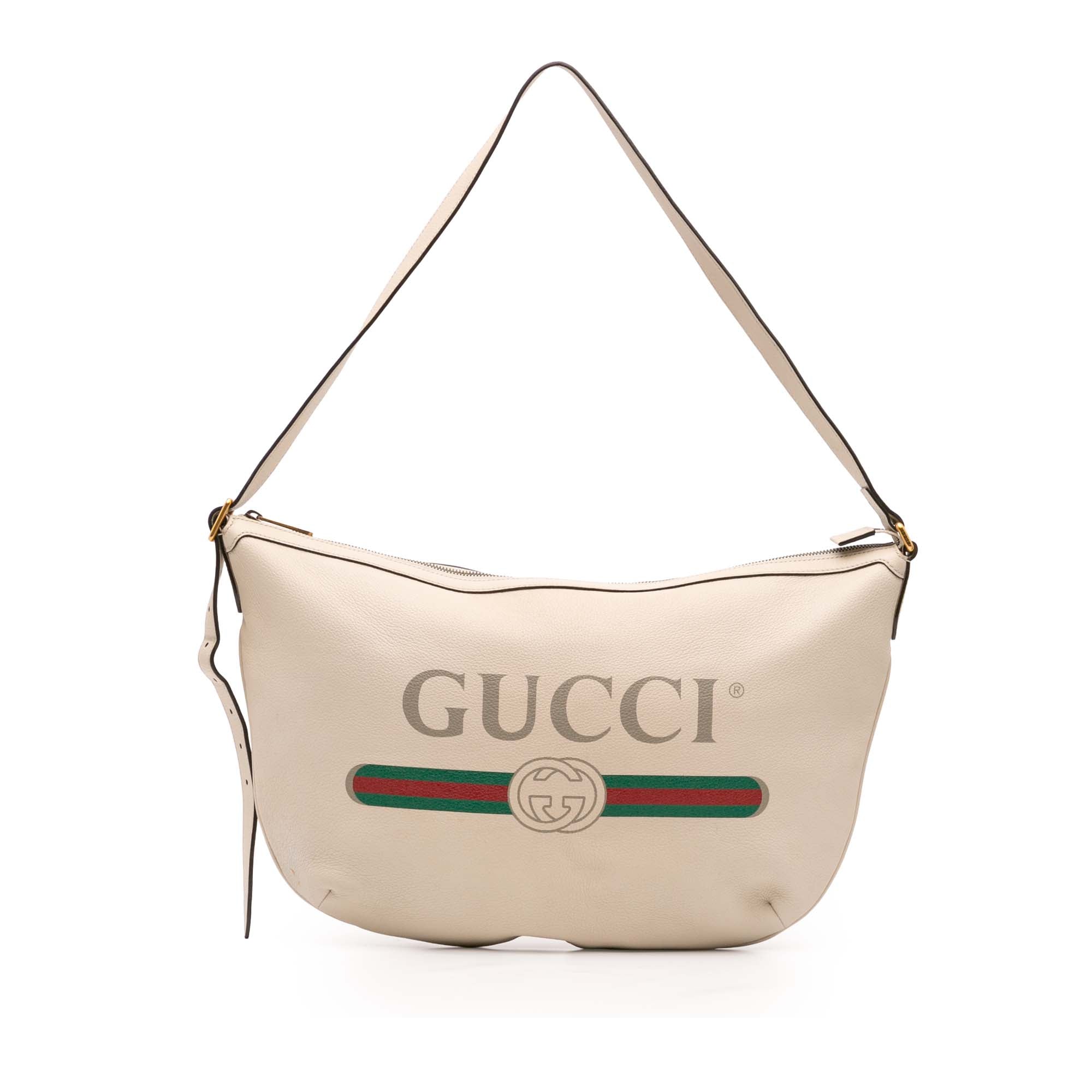 Leather Logo Half Moon Crossbody
