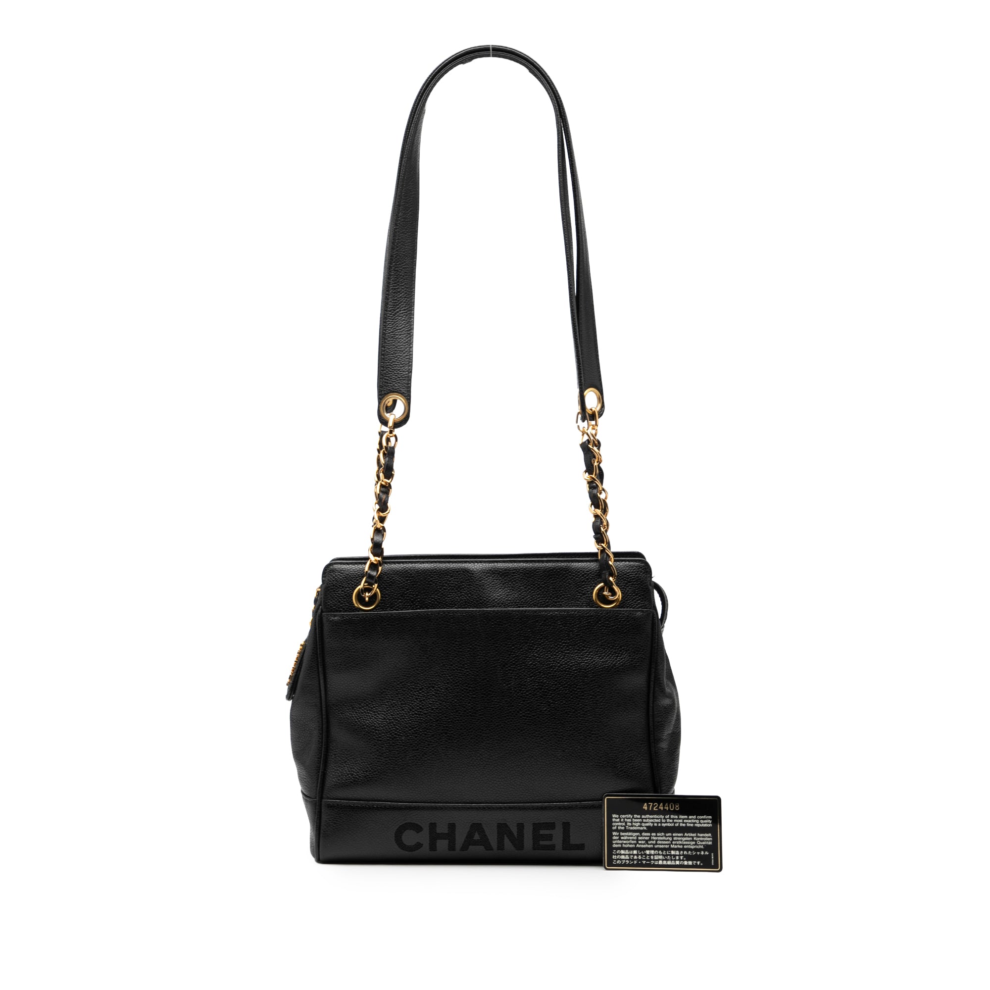Caviar Logo Chain Shoulder Bag