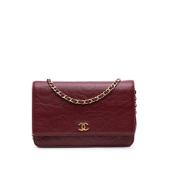 Embossed Lambskin Camellia Wallet On Chain