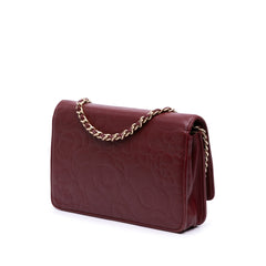 Embossed Lambskin Camellia Wallet On Chain