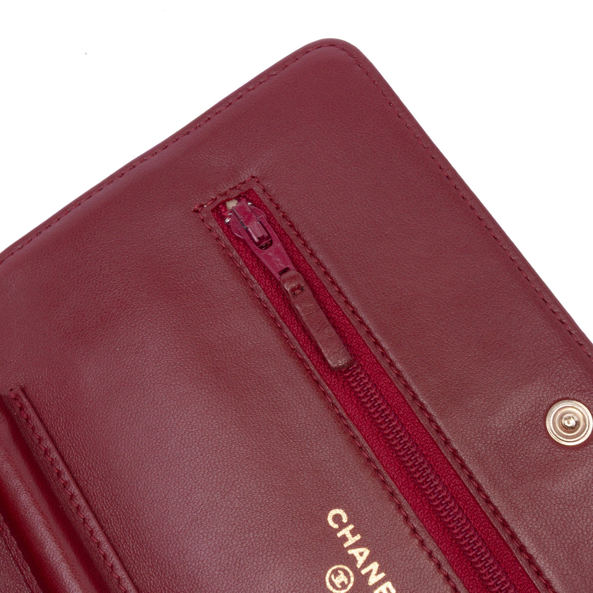 Embossed Lambskin Camellia Wallet On Chain