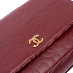 Embossed Lambskin Camellia Wallet On Chain