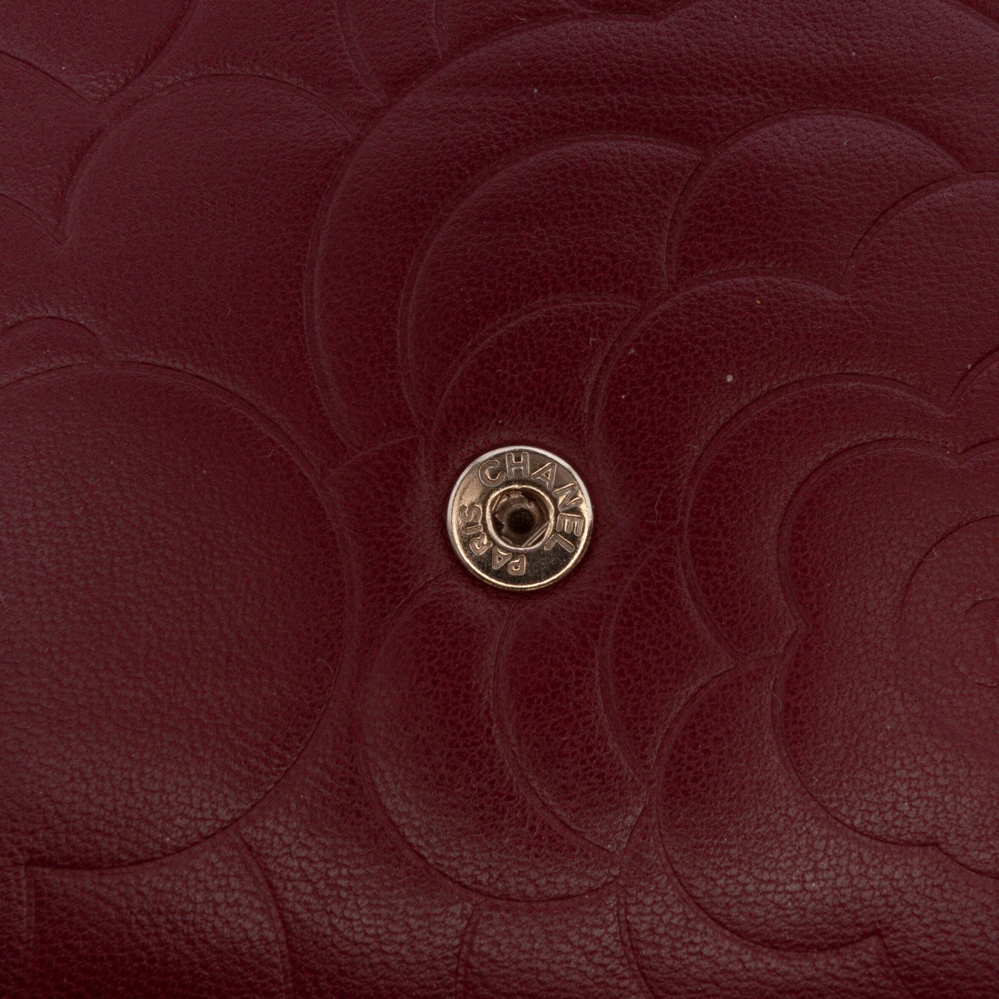 Embossed Lambskin Camellia Wallet On Chain