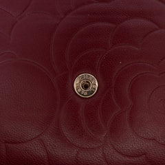 Embossed Lambskin Camellia Wallet On Chain