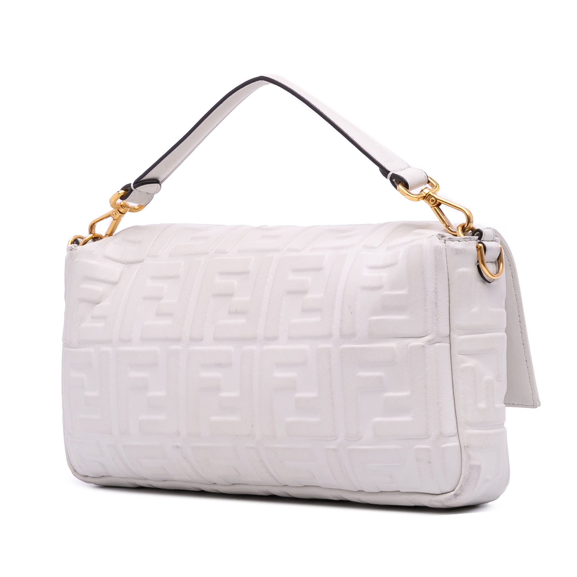 Large Zucca Embossed Leather Baguette Satchel