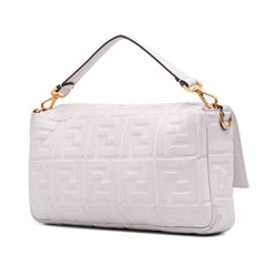 Large Zucca Embossed Leather Baguette Satchel