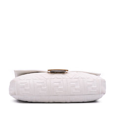 Large Zucca Embossed Leather Baguette Satchel
