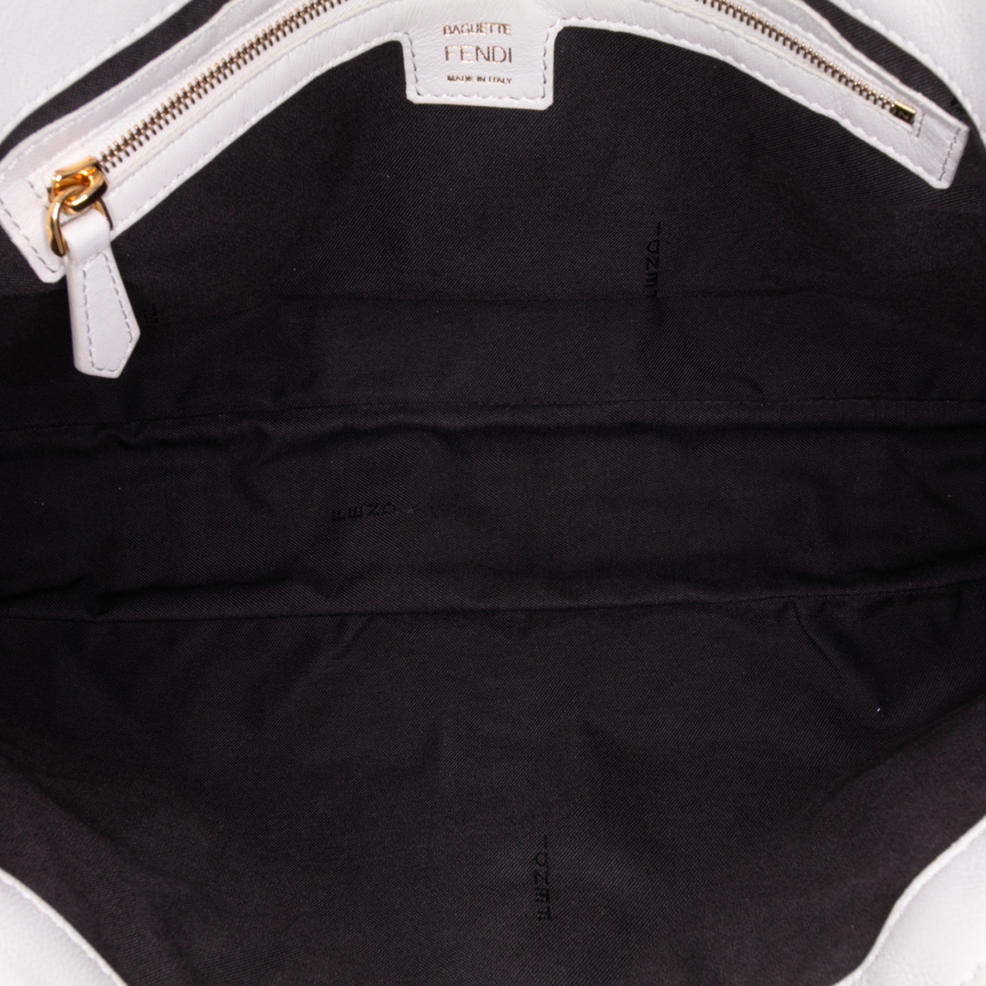 Large Zucca Embossed Leather Baguette Satchel