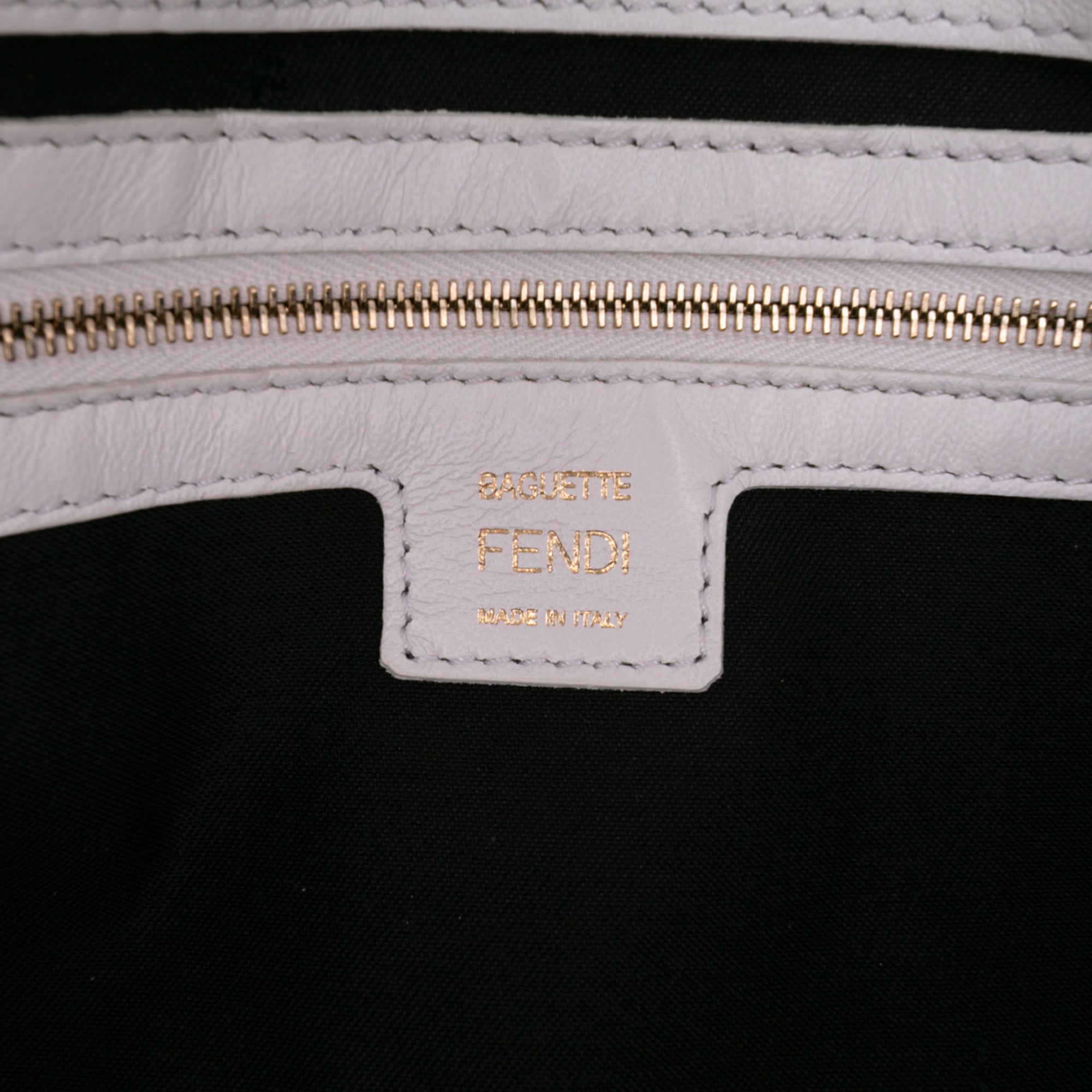 Large Zucca Embossed Leather Baguette Satchel
