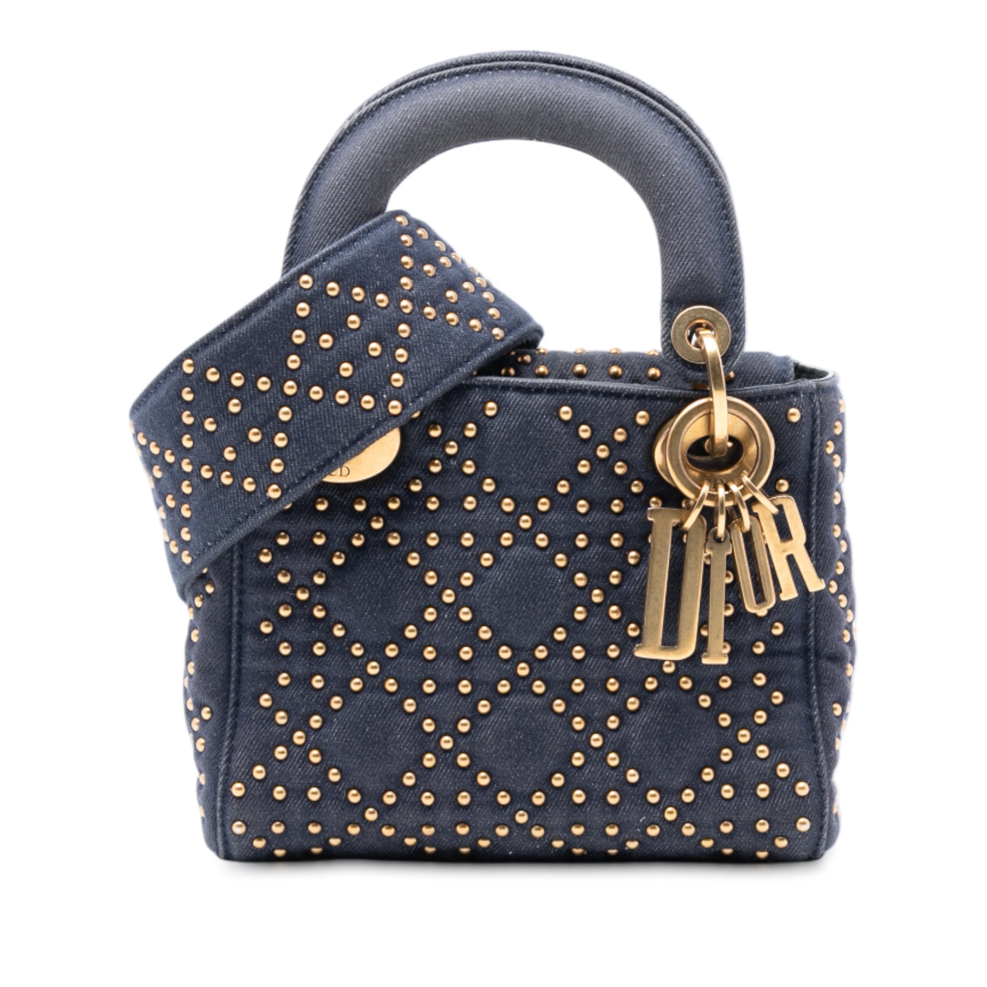 Mini Denim Cannage Studded Supple Lady Dior