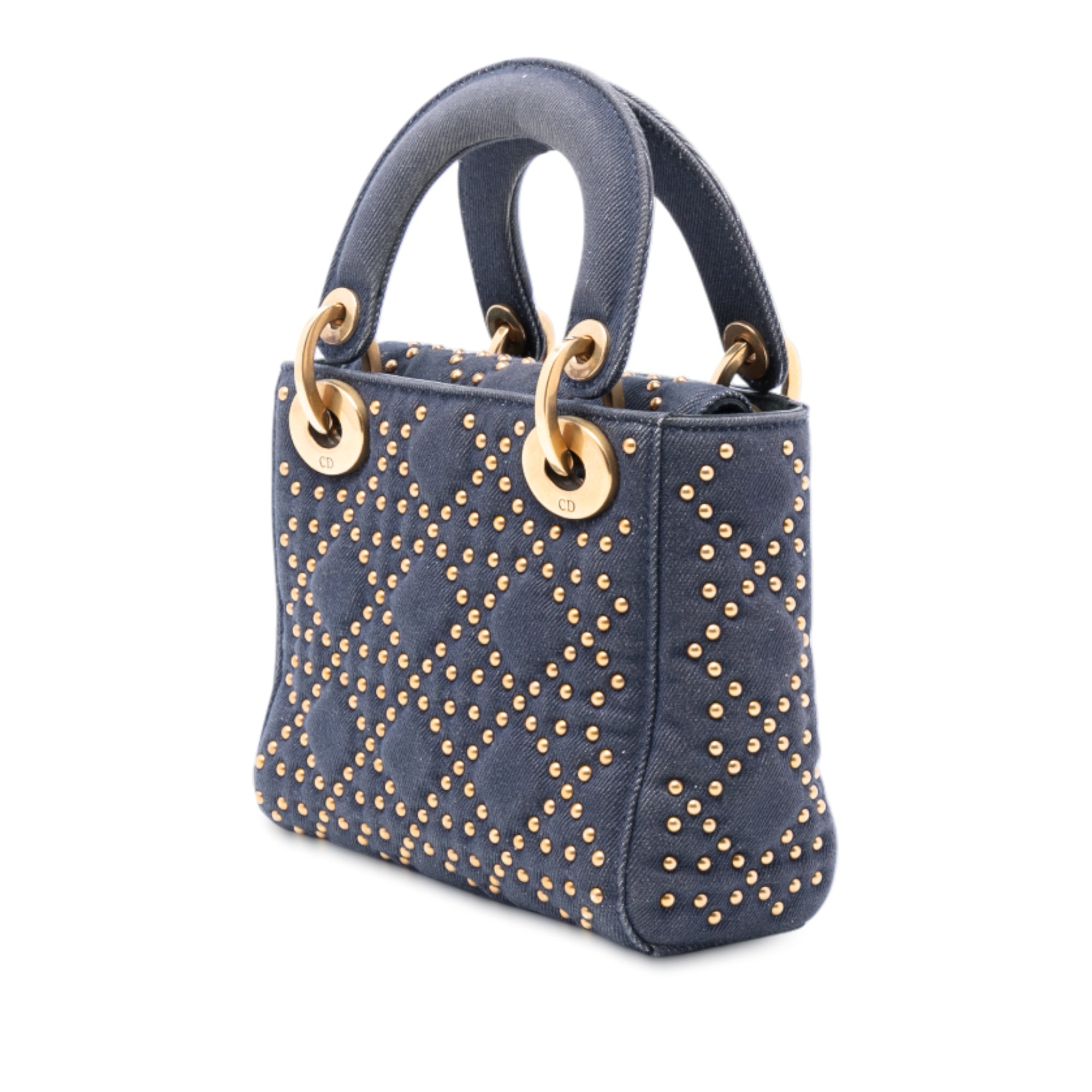 Mini Denim Cannage Studded Supple Lady Dior