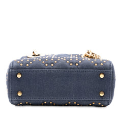 Mini Denim Cannage Studded Supple Lady Dior