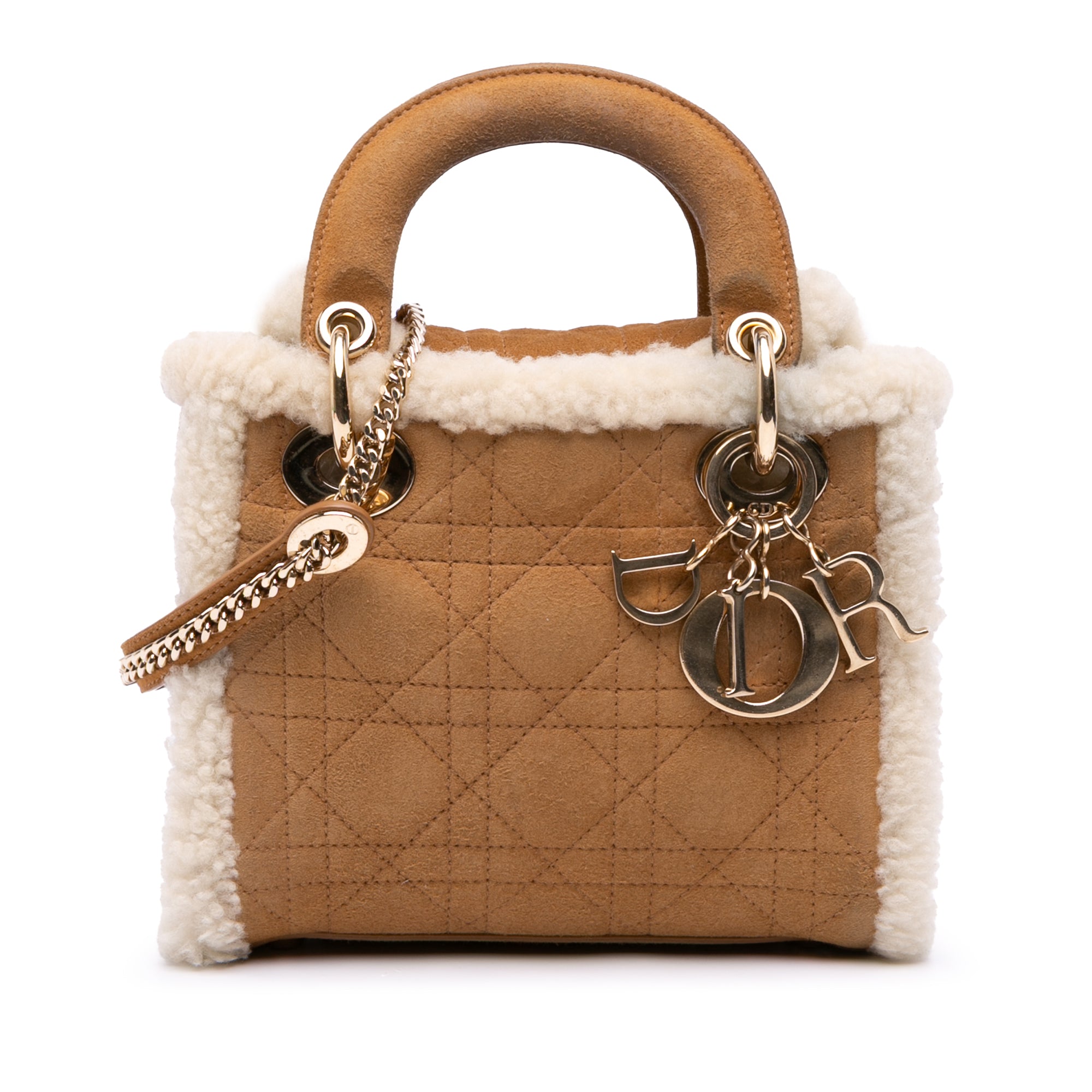 Mini Suede Cannage with Shearling Trim Lady Dior