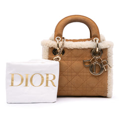 Mini Suede Cannage with Shearling Trim Lady Dior