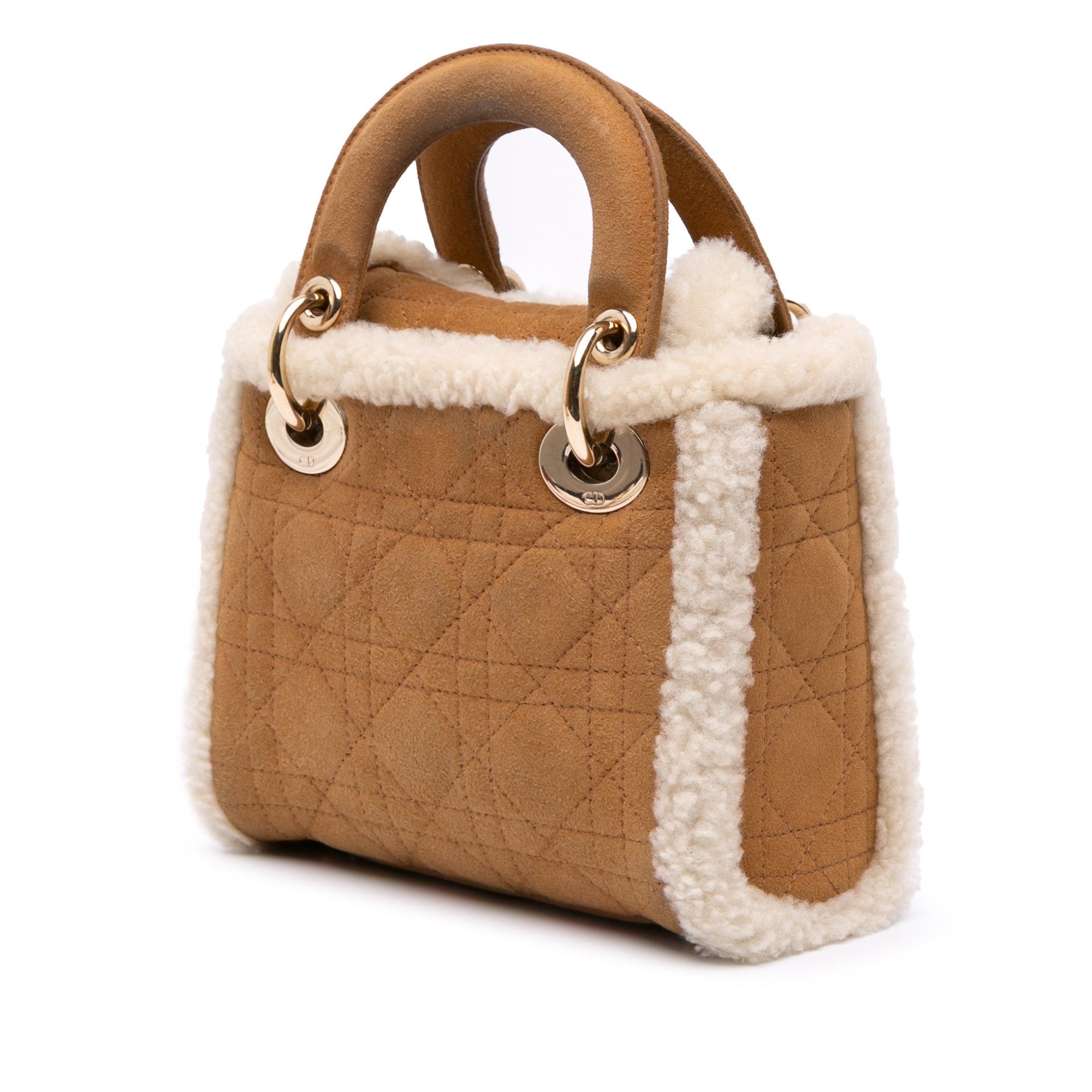 Mini Suede Cannage with Shearling Trim Lady Dior