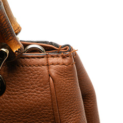 Small Calfskin Bamboo Shopper Satchel