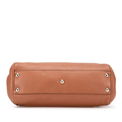 Small Calfskin Bamboo Shopper Satchel
