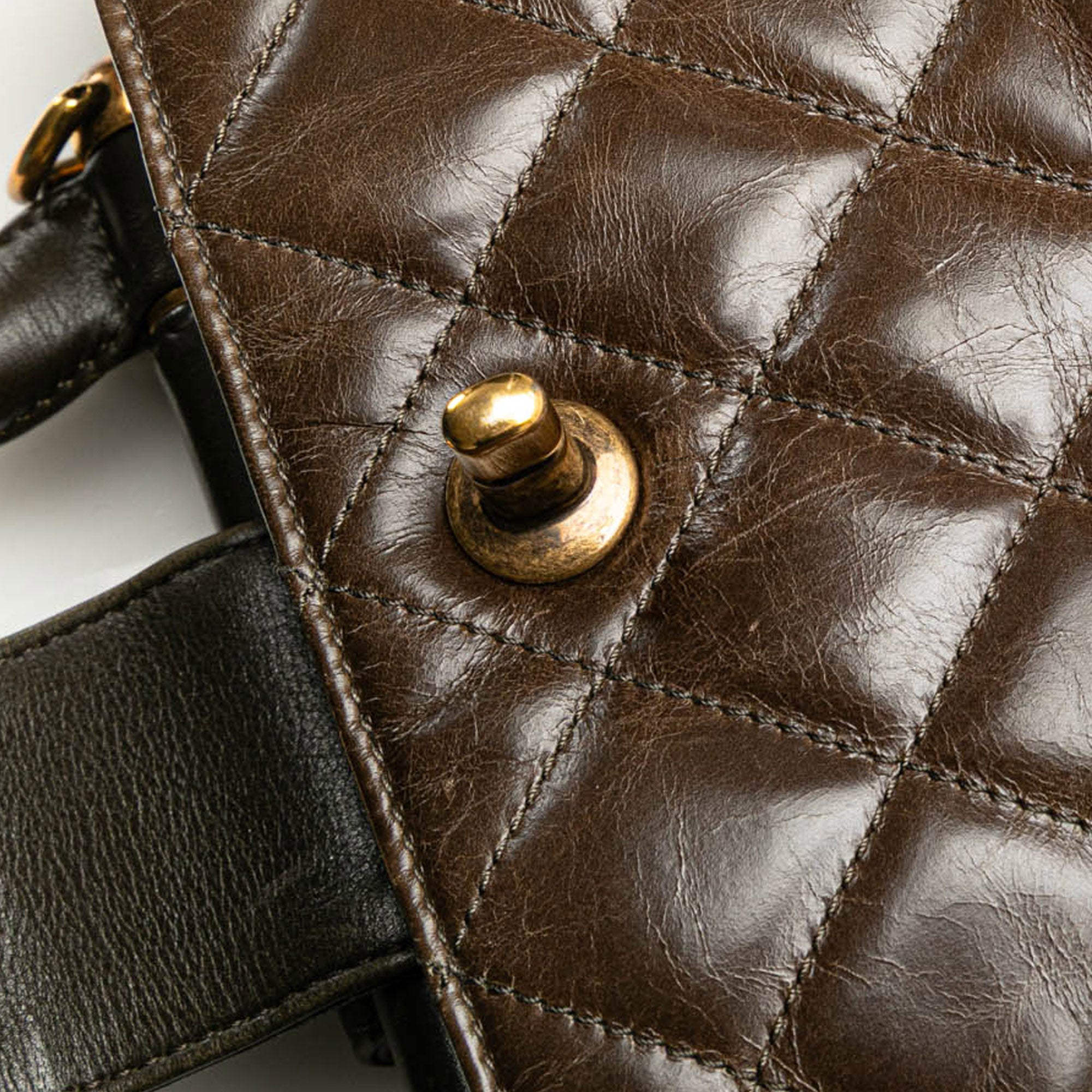 Small Quilted Calfskin Gold Bar Top Handle Bag