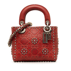 Mini Embossed Calfskin Cannage Studded Flower Lady Dior