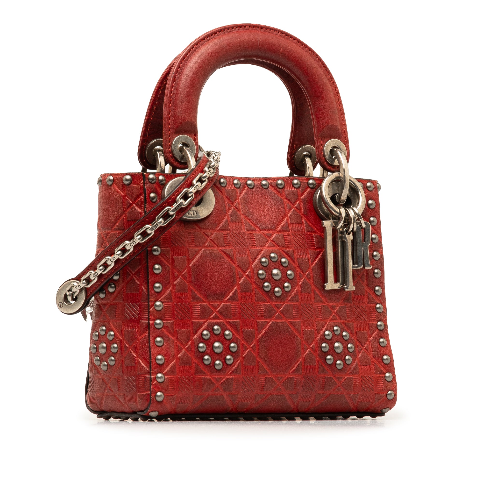 Mini Embossed Calfskin Cannage Studded Lady Dior