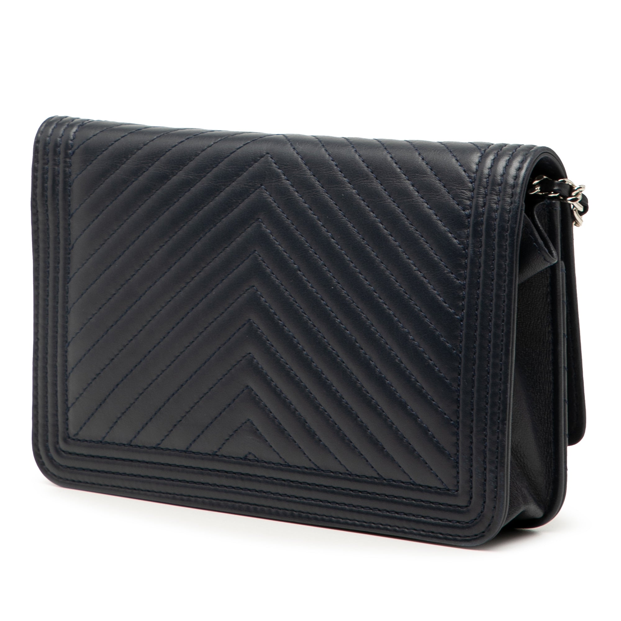 Chevron Lambskin Boy Wallet on Chain