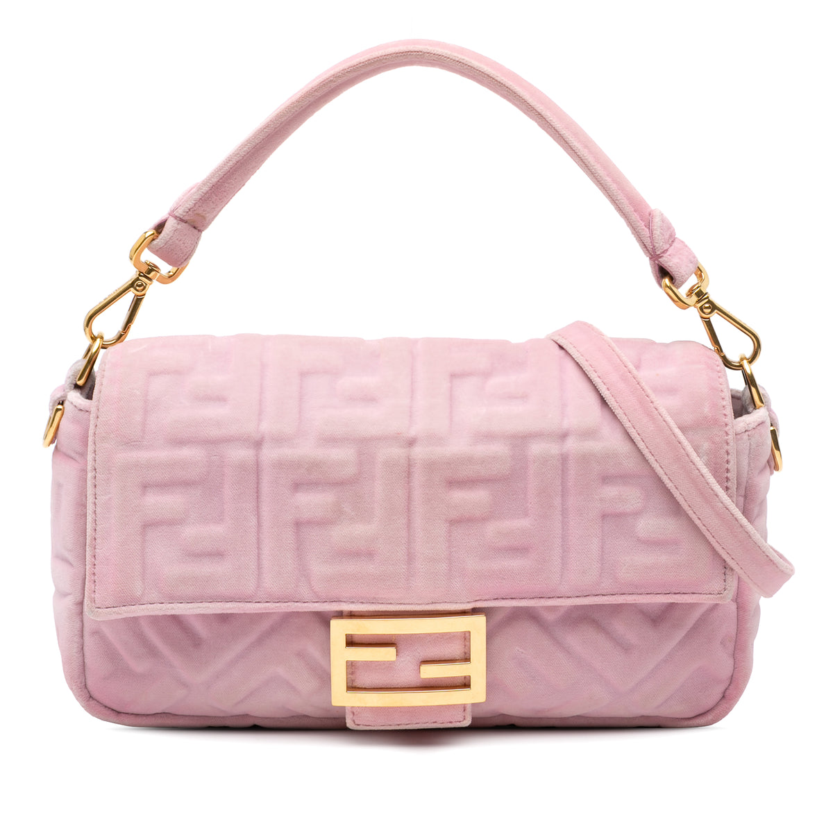 Zucca Embossed Velvet Baguette Satchel