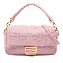 Zucca Embossed Velvet Baguette Satchel