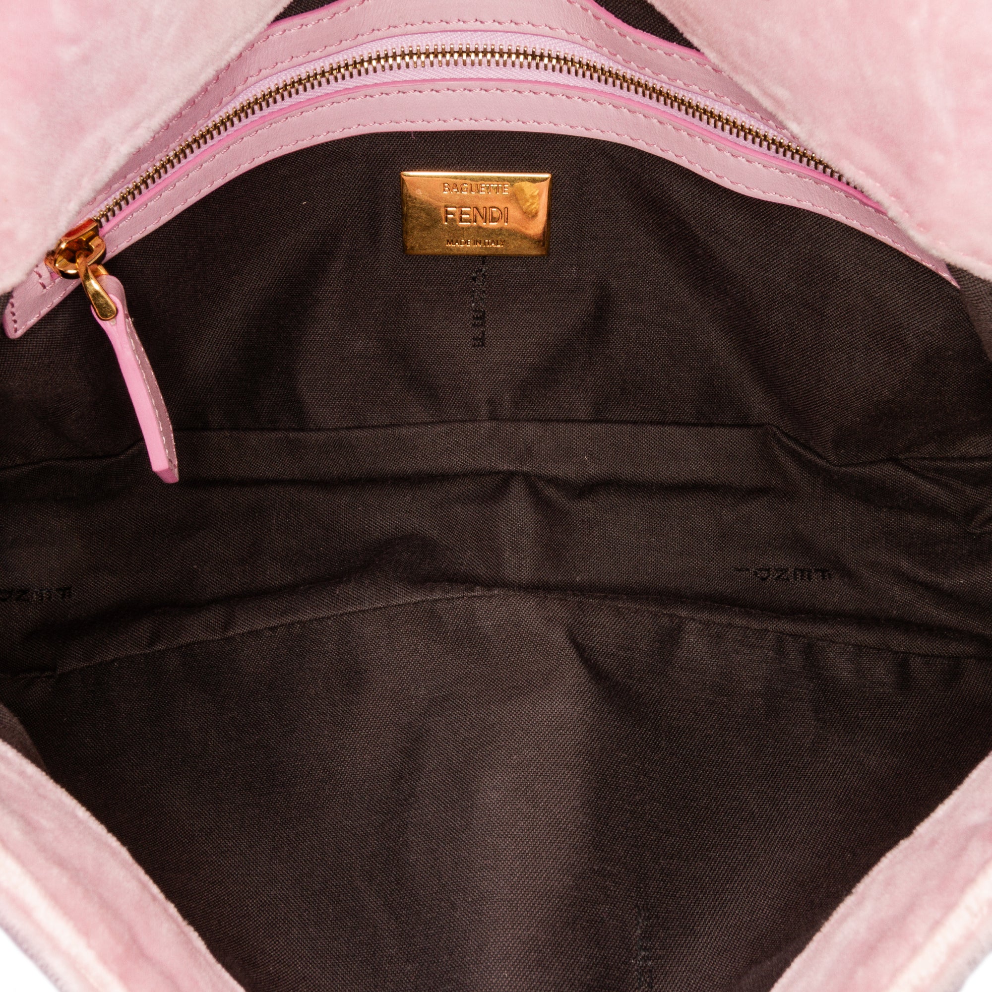 Zucca Embossed Velvet Baguette Satchel