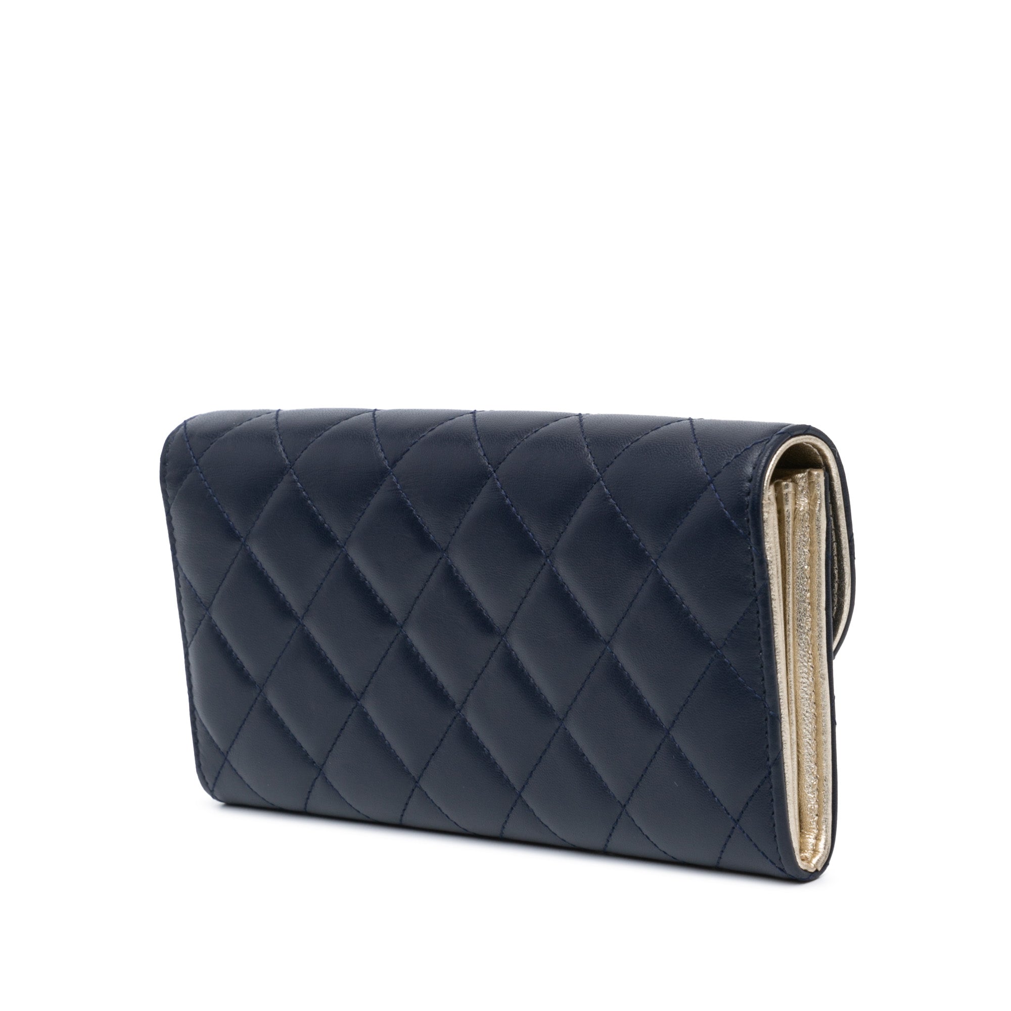 CC Quilted Lambskin Long Wallet