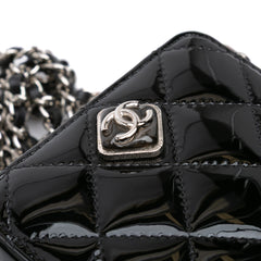 CC Quilted Patent Diamond Resin Clutch With Chain