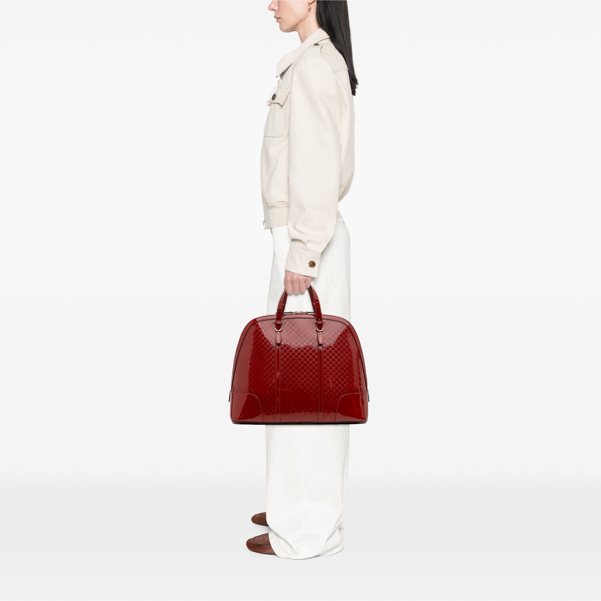 Large Microguccissima Patent Nice Dome Top Handle Bag