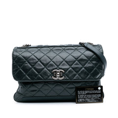 Quilted Aged Calfskin Logo Accordion Flap