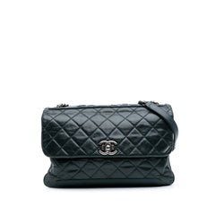 Quilted Aged Calfskin Logo Accordion Flap