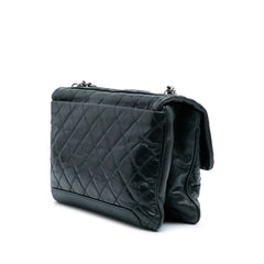 Quilted Aged Calfskin Logo Accordion Flap