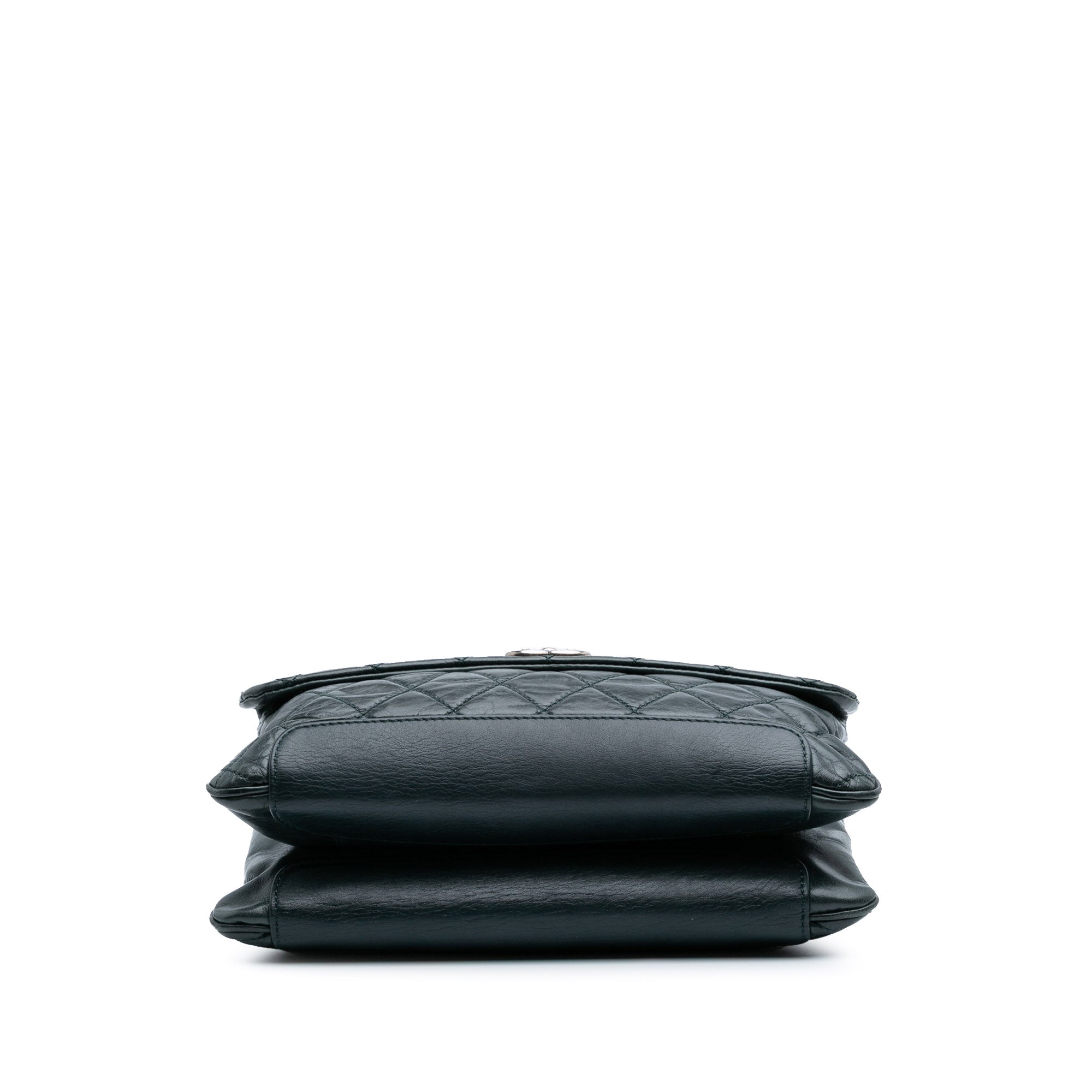 Quilted Aged Calfskin Logo Accordion Flap