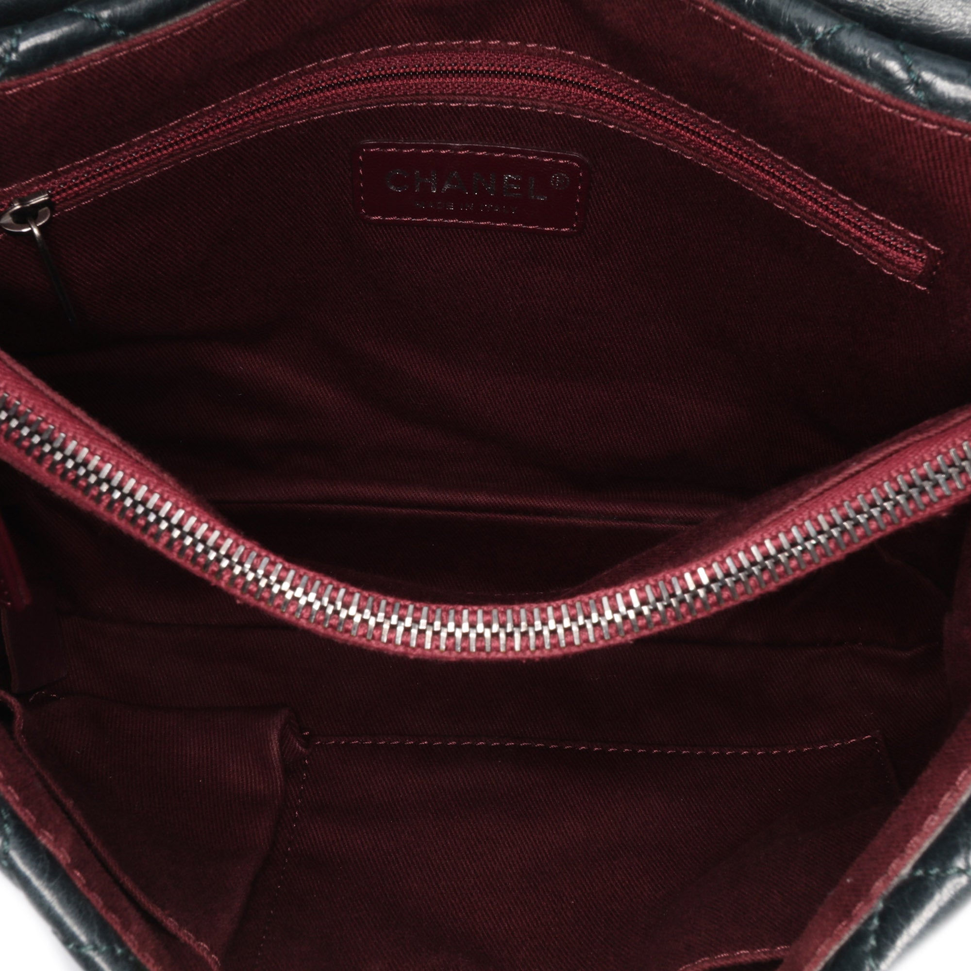 Quilted Aged Calfskin Logo Accordion Flap