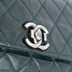Quilted Aged Calfskin Logo Accordion Flap